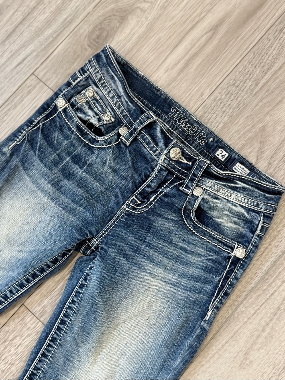 Miss Me Distressed Light & Dark Blue Skinny Jeans